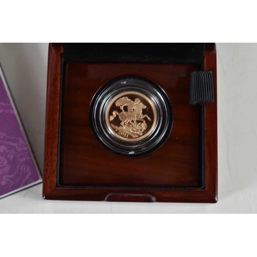 6 - An Elizabeth II Royal Mint 2021 gold proof full sovereign, 7.98g, with fitted case and certificate o... 