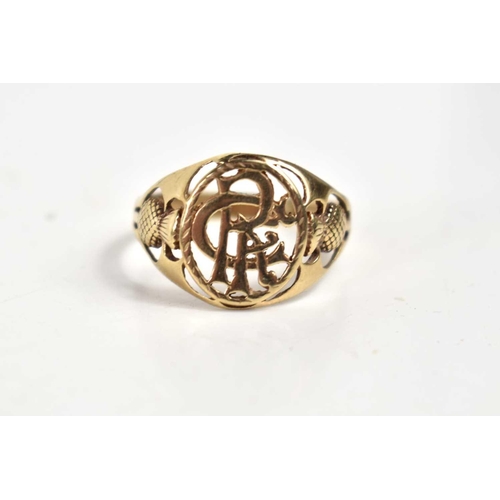 70 - A gold Glasgow Rangers Football Club signet ring, tested as 9ct gold, size Z3, 4.16g.