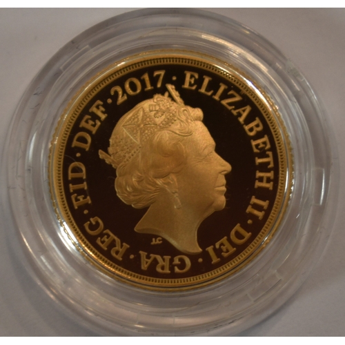 2 - An Elizabeth II Royal Mint 2017 gold proof full sovereign with fitted case and certificate of authen... 