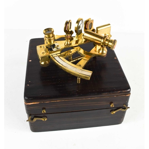 225 - A brass sextant by Stanley of London, 1922, boxed.