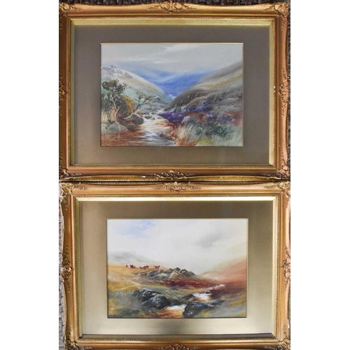 28 - John Shapland (British, 1865-1929) Two framed and glazed watercolours depicting moorlands, one with ... 