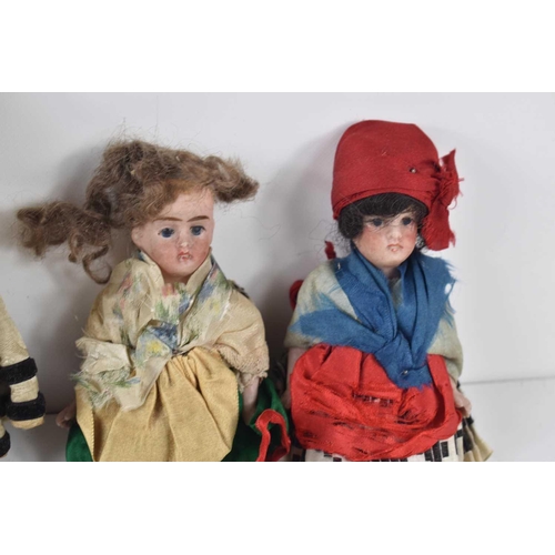 359 - Two early 20th century Jules Verlingue porcelain dolls, 13cm, together with an unmarked doll having ... 