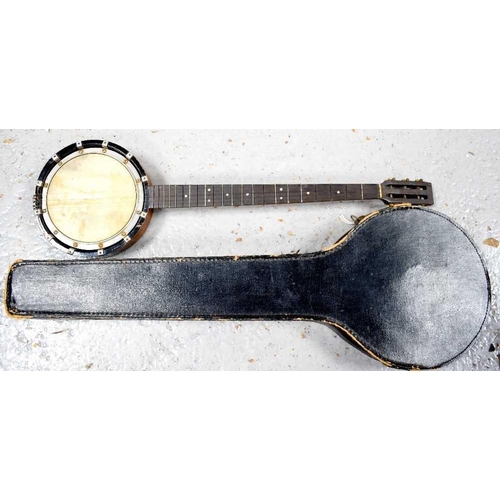 393 - A vintage zither banjo , with original case A/F.