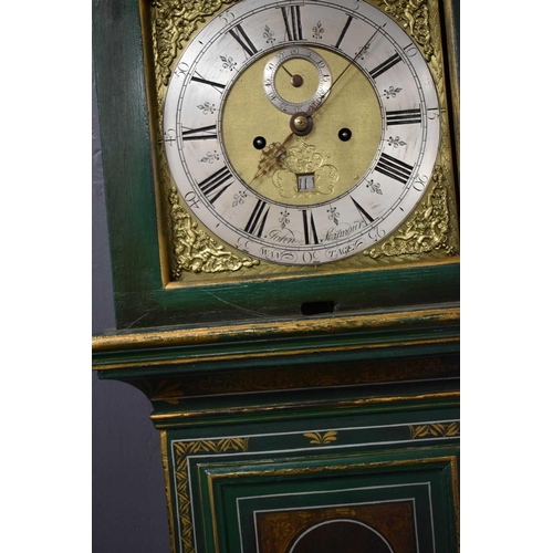 445 - A fine and rare 18th century longcase clock by John Seymour, the brass clock face having a silvered ... 