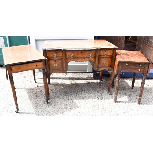 451 - A mahogany Pembroke table with two drawers raised on turned and reeded legs, 53 by 43 by 68cm high, ... 