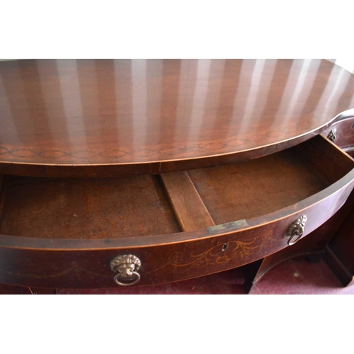 490 - A Georgian mahogany & satinwood serpentine sideboard, the drawers inlaid with marquetry decoration, ... 