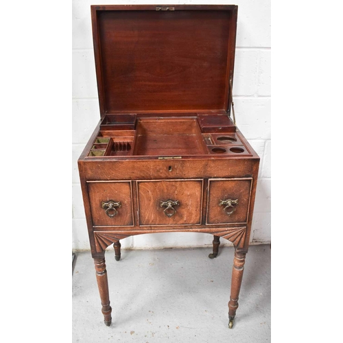 495 - A 19th century Georgian campaign chest, with twin handles, the top opening to reveal a fitted interi... 