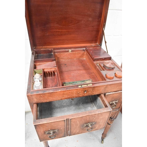 495 - A 19th century Georgian campaign chest, with twin handles, the top opening to reveal a fitted interi... 