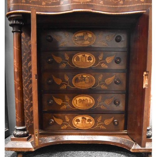 496 - A large Victorian Irish arbutus wood Killarney marquetry davenport attributed to Arthur Jones of Dub... 