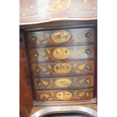 496 - A large Victorian Irish arbutus wood Killarney marquetry davenport attributed to Arthur Jones of Dub... 