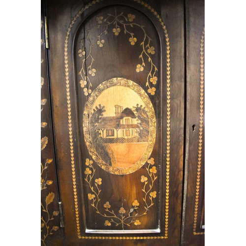 496 - A large Victorian Irish arbutus wood Killarney marquetry davenport attributed to Arthur Jones of Dub... 