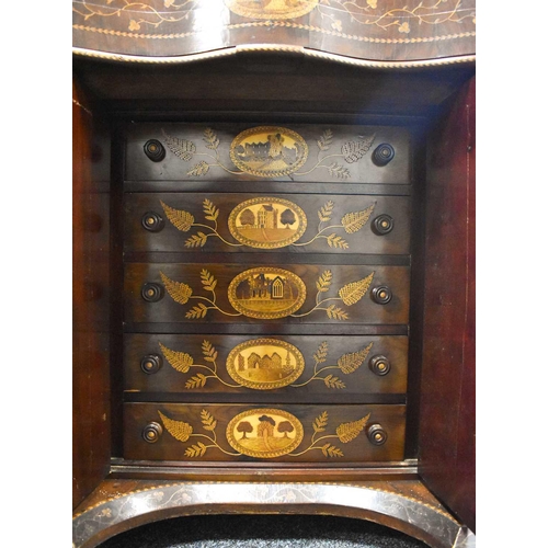 496 - A large Victorian Irish arbutus wood Killarney marquetry davenport attributed to Arthur Jones of Dub... 