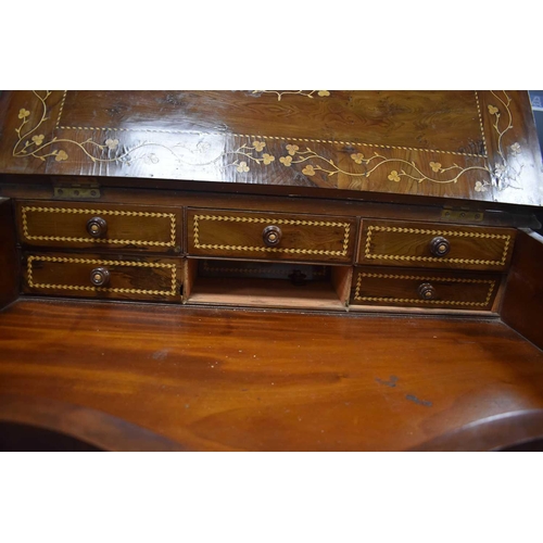 496 - A large Victorian Irish arbutus wood Killarney marquetry davenport attributed to Arthur Jones of Dub... 