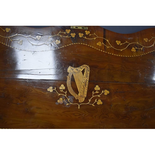 496 - A large Victorian Irish arbutus wood Killarney marquetry davenport attributed to Arthur Jones of Dub... 