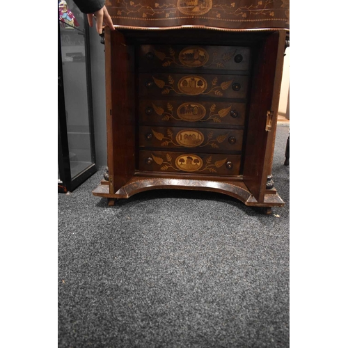 496 - A large Victorian Irish arbutus wood Killarney marquetry davenport attributed to Arthur Jones of Dub... 