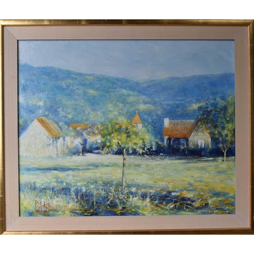 5 - Paul Battams (Australian-British, b. 1953): My Village Behind the Old Apple Tree, oil on canvas, sig... 