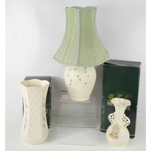 93 - A Belleek porcelain Rose Princess Vase, and a Country Trellis 12