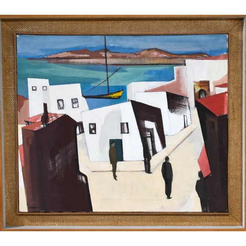 15 - Barbara Warren RHA (1925 - 2017): Ibiza, a study of a seaside village with white houses and shadows,... 