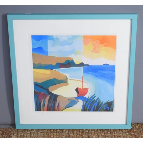 44a - David Hosking (b1943-): A signed limited edition print depicting a beach and sailing boat, numbered ... 
