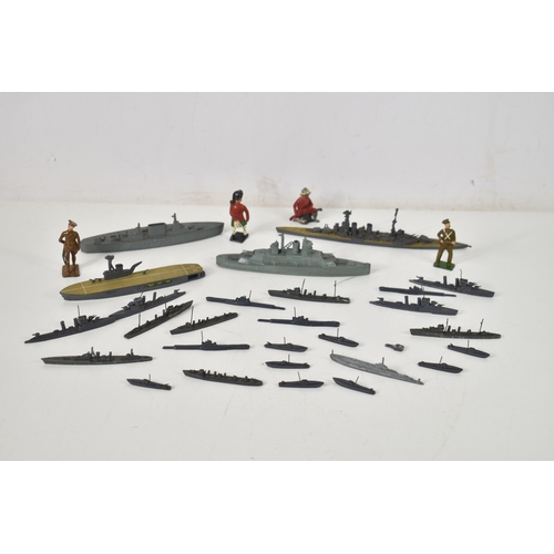 365 - A group of vintage die cast model ships including HMS Hermes and HMS Hood, together with various pai... 