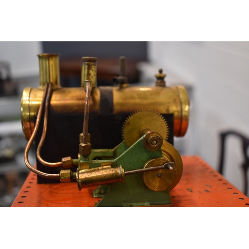 381 - A Mamod SE4 live steam spirit-fired twin cylinder stationary engine in the original box together wit... 