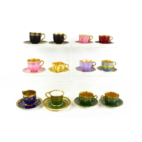 4 - A group of twelve coffee demitasse, of various style, maker and colours, Royal Worcester, Coalport, ... 