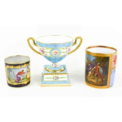 46 - A fine 19th century Royal Vienna porcelain coffee can, a/f,  hand painted with a classical figural s... 