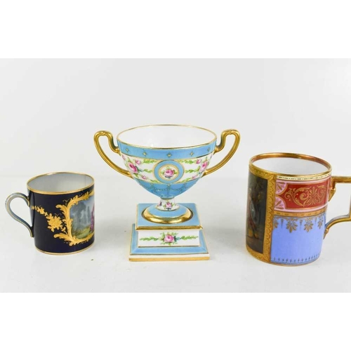 46 - A fine 19th century Royal Vienna porcelain coffee can, a/f,  hand painted with a classical figural s... 