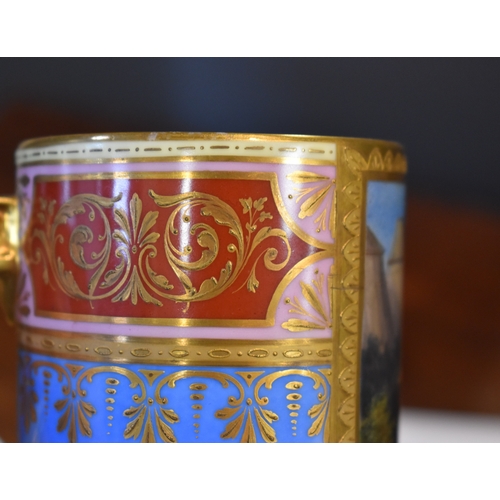 46 - A fine 19th century Royal Vienna porcelain coffee can, a/f,  hand painted with a classical figural s... 