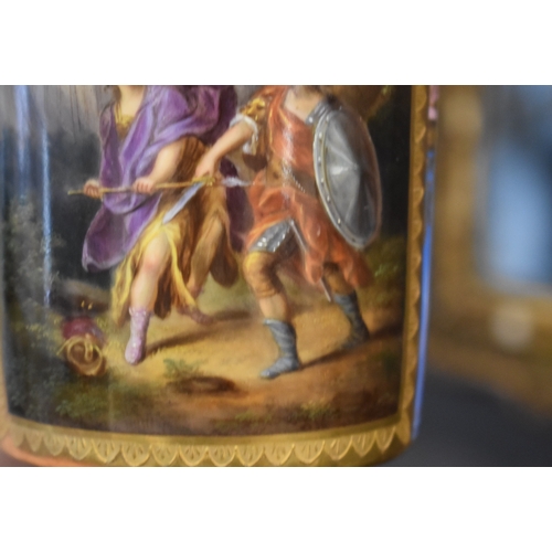 46 - A fine 19th century Royal Vienna porcelain coffee can, a/f,  hand painted with a classical figural s... 