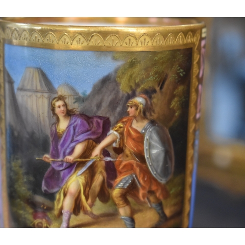 46 - A fine 19th century Royal Vienna porcelain coffee can, a/f,  hand painted with a classical figural s... 