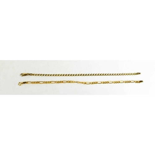101 - A 9ct gold figaro link chain, 1.2g, 18.5cm long, and a 9ct gold curb link bracelet 3.1g, 18cm long.