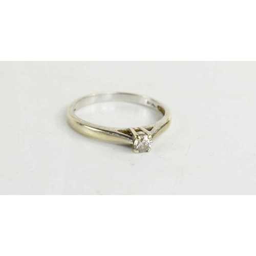 108 - A 9ct white gold and diamond solitaire ring, the single stone of approximately 0.01ct, size M, 1.63g... 