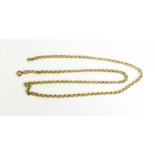113 - A 9ct gold double link belcher chain, 4.5g, 46cm long.