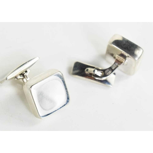 150 - A pair of Georg Jensen silver cufflinks, of square cushion form, stamped with makers mark, 925 Denma... 