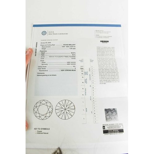 221 - A platinum and diamond ring, composed of a central brilliant cut 1ct diamond, VS1, colour E, flanked... 