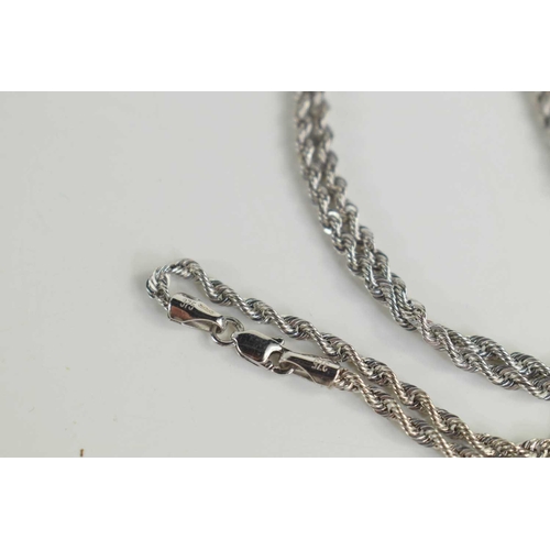 85 - A 9ct white gold ropetwist necklace, with crab claw clasp, 4.5g.