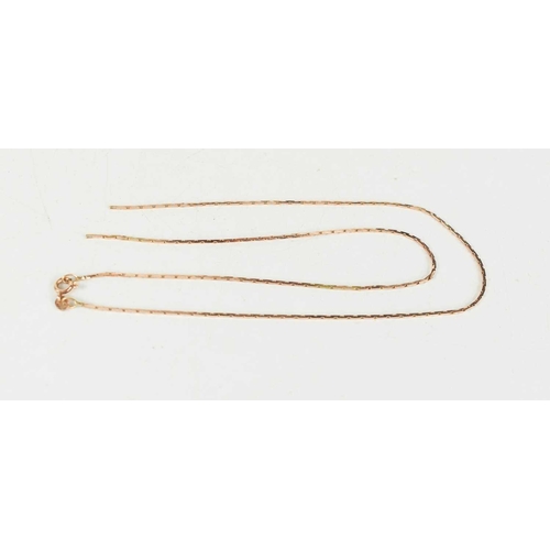 88 - A 9ct rose gold block link necklace, with hoop clasp, 4.4g.
