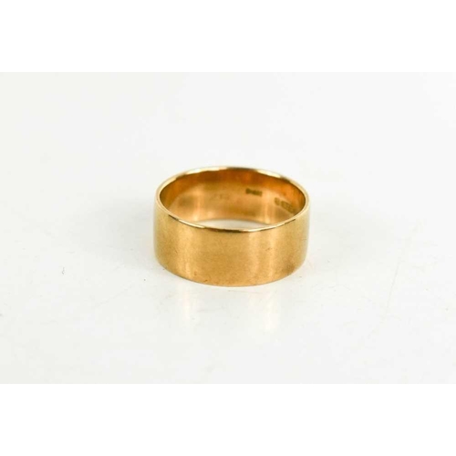 97 - A 9ct gold wedding band, 7.6mm wide, size O, 4.57g.