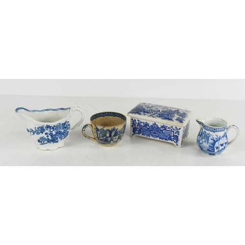 147 - A 19th century blue and white English pottery sparrowbeak jug, together with a blue and white cream ... 