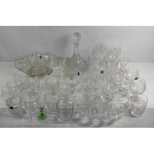 153 - A quantity of glassware to include RCR crystal whisky tumblers and brandy glasses.