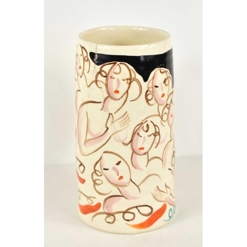 163 - A Laura Knight for Clarice Cliff first edition beer tankard, circa 1934, painted with stylised ladie... 