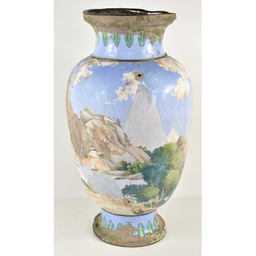 22 - A large Canton enamel vase, Qing Dynasty, Qianlong period (1736-1795): the ovoid body finely painted... 