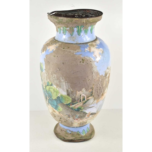 22 - A large Canton enamel vase, Qing Dynasty, Qianlong period (1736-1795): the ovoid body finely painted... 