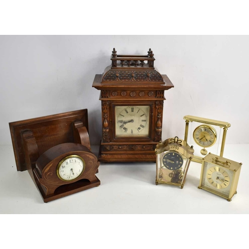 411 - A late 19th century mahogany 8-day mantel clock, by Winterhalder & Hofmeier, retailed by Burlingham ... 