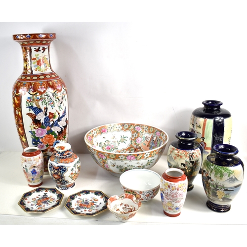 84 - A selection of 20th century polychrome Chinese ceramics, to include large baluster vase with burnt u... 