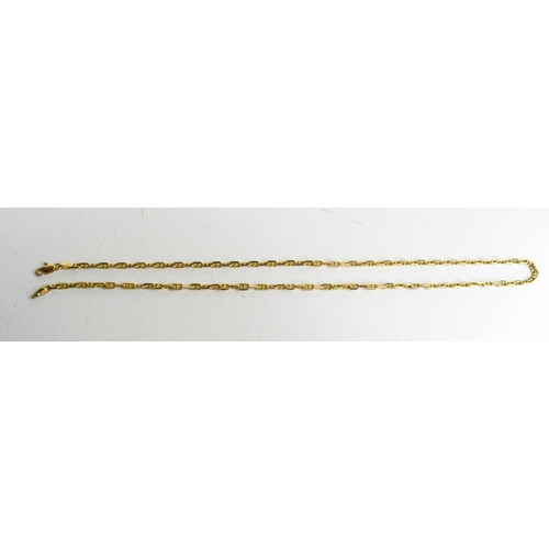 15 - A 14ct gold necklace, with double hoop form links, and a crab claw clasp, 7.97g.