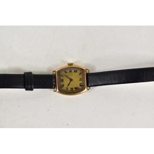 229 - A vintage 18ct gold cased ladies wristwatch with Roman numeral dial and Swiss movement having 18 jew... 