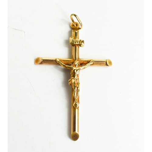 240 - A 9ct gold crucifix pendant, with hoop to the top, 2.35g.