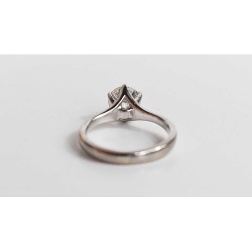 272 - An 18ct white gold, and diamond ring, the brilliant cut diamond approximately 1ct, with six claw set... 